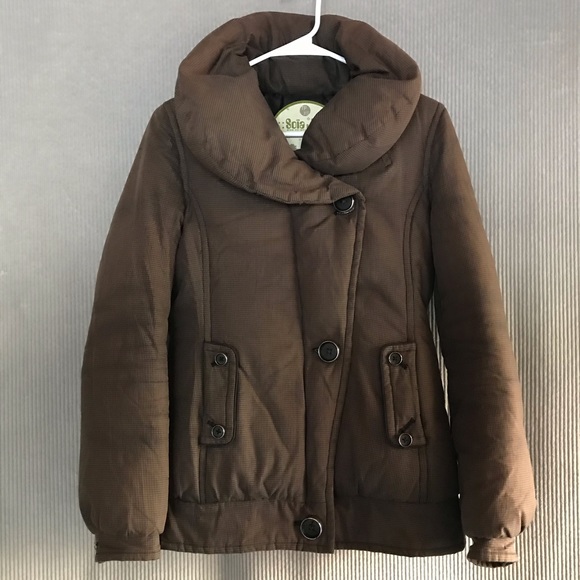 SOIA & KYO down puffer coat brown houndstooth XS - Picture 15 of 15